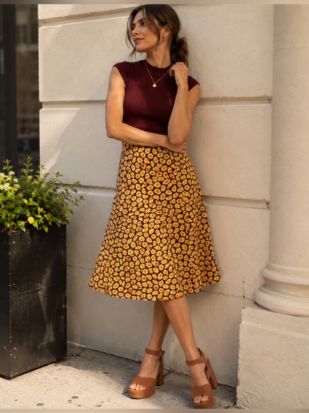 Kate Spade New York Sunny Bloom Floral Midi Skirt NWOT Size 00